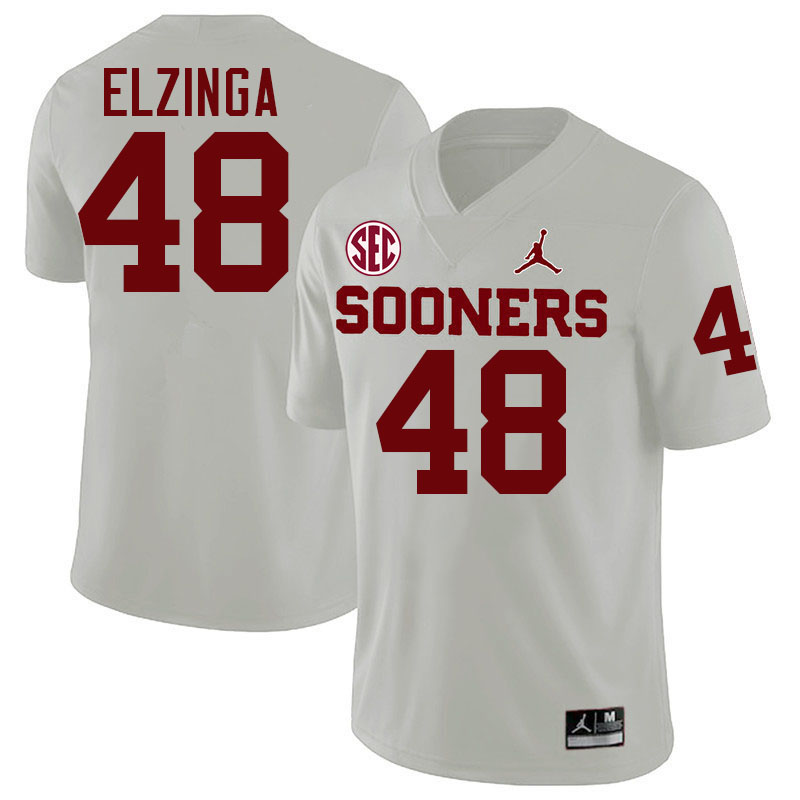 Oklahoma Sooners #48 Luke Elzinga College Football Jerseys,Uniforms-White